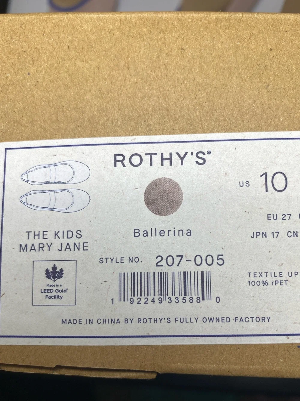 Rothy's Girls Blush Pink Mary Jane Flats with Blue Accent
